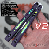 Replicant Balisong clone V2 Franken REP Butterfly Knife S2G Purple G10 Rainbow Fade Tanto Recurve 495