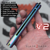 Replicant Balisong clone V2 Franken REP Butterfly Knife S2G Purple G10 Rainbow Fade Tanto Recurve 495