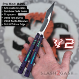 Replicant Balisong clone V2 Franken REP Butterfly Knife S2G Purple G10 Rainbow Fade Tanto Recurve 495