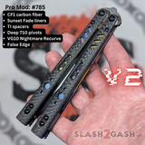 Carbon Fiber Replicant Clone Balisong S2G Franken REP Butterfly Knife V2 Sunset Nightmare Recurve 785