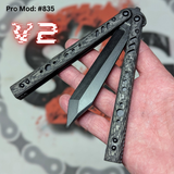 Replicant clone v2 butterfly knife S2G balisong Carbon Fiber Channel Spacers blackout 835 Franken REP