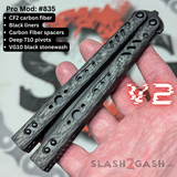 Replicant clone v2 butterfly knife S2G balisong Carbon Fiber Channel Spacers blackout 835 Franken REP