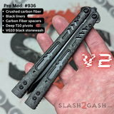 Replicant clone v2 Balisong butterfly knife S2G Franken REP Carbon Fiber Channel Spacers Blackout 936