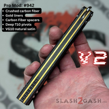Replicant Balisong clone v2 butterfly knife Carbon Fiber Channel Spacers Black Gold 942