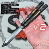 Replicant Balisong clone Carbon Fiber butterfly knife Channel Spacers Black Gold S2G Franken REP v2 943