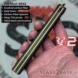 Replicant Balisong clone Carbon Fiber butterfly knife Channel Spacers Black Gold S2G Franken REP v2 943