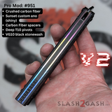 Best Replicant clone Balisong V2 Butterfly Knife Franken Rep Carbon Fiber Titanium S2G Sunset Fade 951