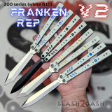 Franken Rep Balisong V2 clone Butterfly Knife White G10 Titanium Liners S2G Replicant