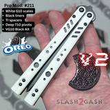 Franken Rep Balisong V2 Butterfly Knife Oreo Black and White S2G Best Replicant clone