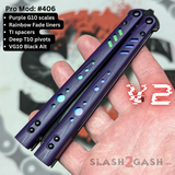 Franken Rep Balisong V2 Butterfly Knife Purple G10 Rainbow Titanium S2G Best Replicant clone