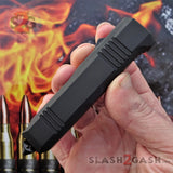 Damascus OTF Knife D/A Small 7" S2G Tactical Bullet HK Automatic Knives Switchblade - Black Hardware