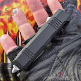 Small 7" OTF Bullet HK Automatic Knife - REAL Layered Damascus Switchblade S2G Tactical Silver Hardware