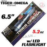 STUN GUN 100M Volts w/ LED Flashlight Tiger USA - Tiger Omega Silver