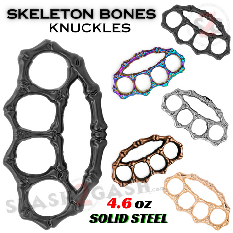 Skeleton Bones Brass Knuckles Duster Steel Paperweight - Assorted Colors
