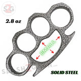 Crown Knuckles Solid Steel Open Paper Weight - Small Silver Knuckles Pitted