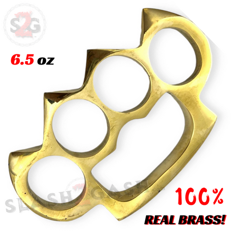 Spiked Real Brass Knuckle Duster Paperweight 6.5oz - Large Fingers