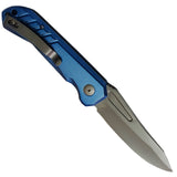 Striker Switchblade Lightweight Automatic Knife Blue Aluminum CNC machined reverse tanto