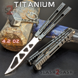 The ONE Hammer CHAB Balisong Clone TITANIUM Butterfly Knife - Black Channel Trainer Practice Dull Safe Training
