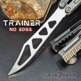 Hammer CHAB Balisong Clone The One TITANIUM Butterfly Knife - Black Silver Channel Trainer Practice Dull Safe Training