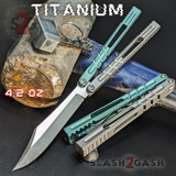 Hammer CHAB Balisong Clone The One TITANIUM Butterfly Knife - Green Grey Channel Sharp Live D2 Pinless