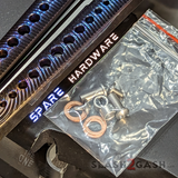 The ONE Squiggle Clone Balisong Spare Hardware Kit Channel Replicant - Pinless Butterfly Knife replacement parts bushings pivots washers