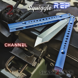 The ONE Squiggle Replicant Balisong Clone TITANIUM Butterfly Knife - Blue Channel Sharp Live D2 Stonewash