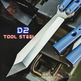The ONE Squiggle Replicant Balisong Clone TITANIUM Butterfly Knife - Blue Channel Sharp Live D2 Tool Steel