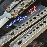 Squiggle Replicant Balisong Clone The ONE Butterfly Knife Channel - Gray Silver TITANIUM Handles Stonewash Grip