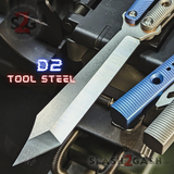 Squiggle Replicant Balisong Clone The ONE Butterfly Knife Channel - Blue Gray TITANIUM Sharp Live D2 Silver
