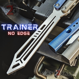 Squiggle Replicant Balisong Clone The ONE Butterfly Knife Channel - Blue Gray TITANIUM Trainer Practice Dull Safe Training