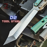 Squiggle Replicant Balisong Clone The ONE Butterfly Knife Channel - Green Silver TITANIUM Sharp Live D2 Gray