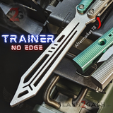 Squiggle Replicant Balisong Clone The ONE Butterfly Knife Channel - Green Gray TITANIUM Trainer Aftermarket T8 Screw