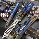 Squiggle Replicant Balisong Clone The ONE TITANIUM Butterfly Knife - Toxic Fire Channel Trainer Practice Dull Safe Training