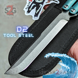 Tsunami Balisong Clone The ONE TITANIUM Butterfly Knife - Green Channel Sharp Live D2 Stonewash