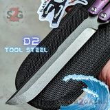 Tsunami Balisong Clone The ONE TITANIUM Butterfly Knife - Purple Fade Channel Sharp Live D2 Stonewash