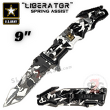 U.S. Army Knife Licensed "Liberator" Snow Camo Tactical Spring Assisted