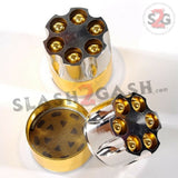 Gold Revolver Bullet Herb Grinder Tobacco Mill - 3 Parts 2 Sizes 40mm 50mm