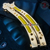 Golden CSGO Butterfly Knife TRAINER Dull Spring Latch PRACTICE Balisong