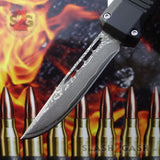 Delta Force Small 7" OTF Bullet HK Automatic Knife - REAL Layered Damascus Switchblade Drop Point