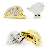 Crystal Necklace Heart USB Flash Drive 2.0 Gold Pendant Charm 16gb memory stick