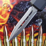 Delta Force Small 7" OTF Bullet HK Automatic Knife - REAL Layered Damascus Switchblade Double Edge Dagger