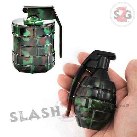 Camo Hand Grenade Tobacco Herb Grinder - 3 piece w/ Pin Handle