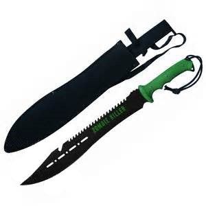 25" Zombie Killer Machete Full Tang Sawback Bowie w/ Gut Hook