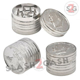 Silver Dollar Coin Grinder Metal Tobacco Herb Crusher - 3 pieces