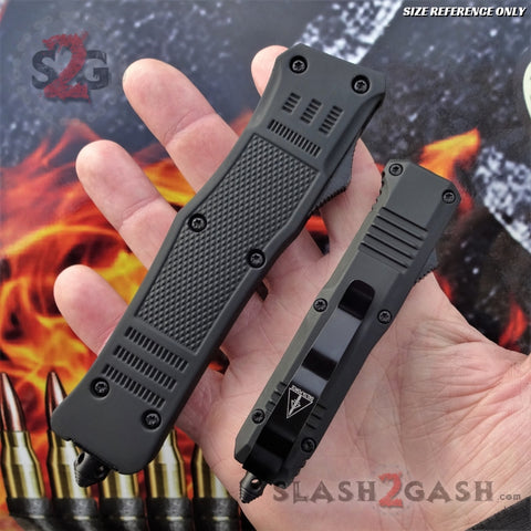Delta Force Small 7" OTF Bullet HK Automatic Knife - 440c Switchblade Size Reference Comparison