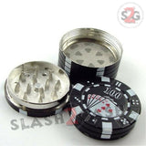 Casino Poker Chips Tobacco Herb Grinder 1.5" - 3 pieces METAL