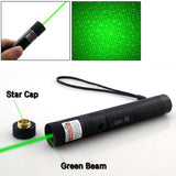 Green Laser Pointer Pen 303 Adjustable Focus Burning Match Military Grade 10 Miles + Star Cap + Battery + Charger 532nm