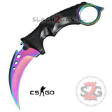 CSGO ELITE Rainbow Fade Karambit Full TANG Tactical Claw Neck Knife w/ Sheath BEST