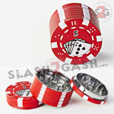 Casino Poker Chips Tobacco Herb Grinder 1.5" - 3 pieces METAL