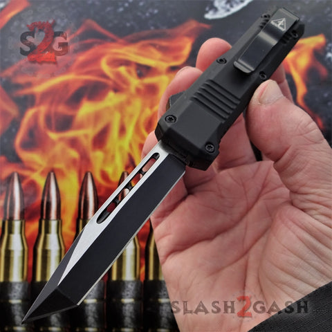 Delta Force Small 7" OTF Bullet HK Automatic Knife - 440c Switchblade Tanto Plain